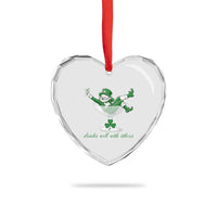 Drink Well With Others Heart Crystal Glass Ornament Funny Leprechaun Drinking Green Beer Shamrock