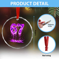 Drip Fire Flame Six Seven Crystal Glass Ornament Trendy Meme Gift