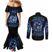 Lady Skull Couples Matching Mermaid Dress and Long Sleeve Button Shirt Don't Try To Figure Me Out I'm A Special Kind Of Twisted