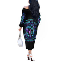 Lady Skull Off The Shoulder Long Sleeve Dress Don't Try To Figure Me Out I'm A Special Kind Of Twisted - Wonder Print Shop