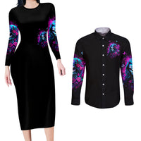 Witch Skull Couples Matching Long Sleeve Bodycon Dress and Long Sleeve Button Shirt I'm A Good Person But Don't Give Me A Reason To Show Evil Side - Wonder Print Shop
