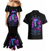 Witch Skull Couples Matching Mermaid Dress and Hawaiian Shirt I'm A Good Person But Don't Give Me A Reason To Show Evil Side - Wonder Print Shop