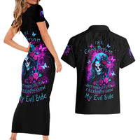 Witch Skull Couples Matching Short Sleeve Bodycon Dress and Hawaiian Shirt I'm A Good Person But Don't Give Me A Reason To Show Evil Side - Wonder Print Shop