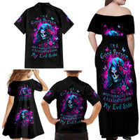 Witch Skull Family Matching Off Shoulder Maxi Dress and Hawaiian Shirt I'm A Good Person But Don't Give Me A Reason To Show Evil Side - Wonder Print Shop