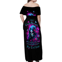 Witch Skull Family Matching Off Shoulder Maxi Dress and Hawaiian Shirt I'm A Good Person But Don't Give Me A Reason To Show Evil Side - Wonder Print Shop