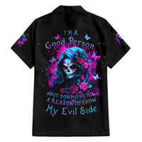 Witch Skull Family Matching Short Sleeve Bodycon Dress and Hawaiian Shirt I'm A Good Person But Don't Give Me A Reason To Show Evil Side - Wonder Print Shop