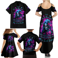 Witch Skull Family Matching Summer Maxi Dress and Hawaiian Shirt I'm A Good Person But Don't Give Me A Reason To Show Evil Side - Wonder Print Shop