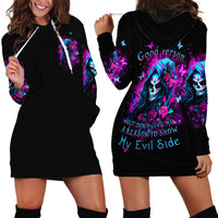 Witch Skull Hoodie Dress I'm A Good Person But Don't Give Me A Reason To Show Evil Side - Wonder Print Shop