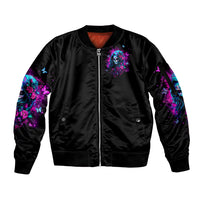 Witch Skull Sleeve Zip Bomber Jacket I'm A Good Person But Don't Give Me A Reason To Show Evil Side - Wonder Print Shop