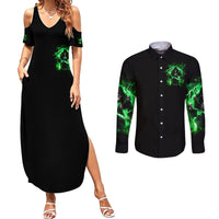 Reaper Skull Couples Matching Summer Maxi Dress and Long Sleeve Button Shirt That Which Does Not Kill Me Should Run - Wonder Print Shop