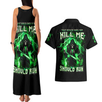Reaper Skull Couples Matching Tank Maxi Dress and Hawaiian Shirt That Which Does Not Kill Me Should Run - Wonder Print Shop