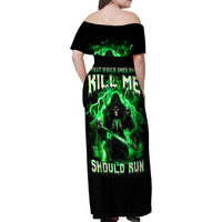 Reaper Skull Family Matching Off Shoulder Maxi Dress and Hawaiian Shirt That Which Does Not Kill Me Should Run - Wonder Print Shop