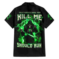 Reaper Skull Family Matching Short Sleeve Bodycon Dress and Hawaiian Shirt That Which Does Not Kill Me Should Run - Wonder Print Shop