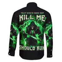 Reaper Skull Family Matching Short Sleeve Bodycon Dress and Hawaiian Shirt That Which Does Not Kill Me Should Run - Wonder Print Shop