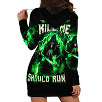 Reaper Skull Hoodie Dress That Which Does Not Kill Me Should Run - Wonder Print Shop