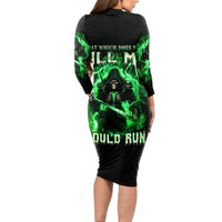 Reaper Skull Long Sleeve Bodycon Dress That Which Does Not Kill Me Should Run - Wonder Print Shop