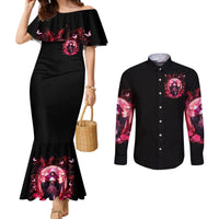 Witch Skull Couples Matching Mermaid Dress and Long Sleeve Button Shirt She Whispered Back Iam The Storm