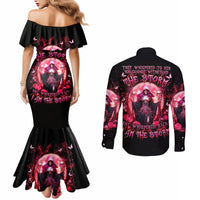 Witch Skull Couples Matching Mermaid Dress and Long Sleeve Button Shirt She Whispered Back Iam The Storm
