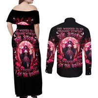 Witch Skull Couples Matching Off Shoulder Maxi Dress and Long Sleeve Button Shirt She Whispered Back Iam The Storm - Wonder Print Shop