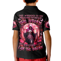 Witch Skull Kid Polo Shirt She Whispered Back Iam The Storm - Wonder Print Shop