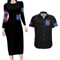Fairy Skull Couples Matching Long Sleeve Bodycon Dress and Hawaiian Shirt Let Karma Handle Their Fate - Wonder Print Shop