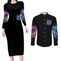 Fairy Skull Couples Matching Long Sleeve Bodycon Dress and Long Sleeve Button Shirt Let Karma Handle Their Fate - Wonder Print Shop