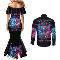 Fairy Skull Couples Matching Mermaid Dress and Long Sleeve Button Shirt Let Karma Handle Their Fate