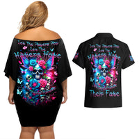 Fairy Skull Couples Matching Off Shoulder Short Dress and Hawaiian Shirt Let Karma Handle Their Fate - Wonder Print Shop