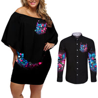 Fairy Skull Couples Matching Off Shoulder Short Dress and Long Sleeve Button Shirt Let Karma Handle Their Fate - Wonder Print Shop