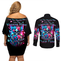 Fairy Skull Couples Matching Off Shoulder Short Dress and Long Sleeve Button Shirt Let Karma Handle Their Fate - Wonder Print Shop