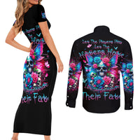 Fairy Skull Couples Matching Short Sleeve Bodycon Dress and Long Sleeve Button Shirt Let Karma Handle Their Fate - Wonder Print Shop