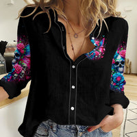 Fairy Skull Women Casual Shirt Let Karma Handle Their Fate - Wonder Print Shop