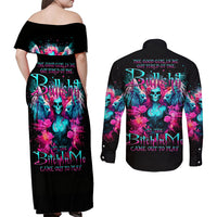 Witch Skull Couples Matching Off Shoulder Maxi Dress and Long Sleeve Button Shirt The Good Girl In Me Got Tired Of The Bullshit - Wonder Print Shop