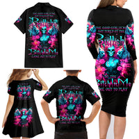 Witch Skull Family Matching Long Sleeve Bodycon Dress and Hawaiian Shirt The Good Girl In Me Got Tired Of The Bullshit - Wonder Print Shop