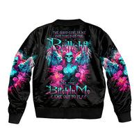 Witch Skull Sleeve Zip Bomber Jacket The Good Girl In Me Got Tired Of The Bullshit - Wonder Print Shop