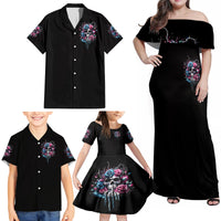 Rose Skull Family Matching Off Shoulder Maxi Dress and Hawaiian Shirt Fresh Out Of Fucks - Wonder Print Shop
