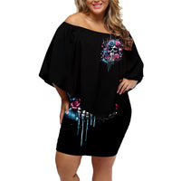 Rose Skull Family Matching Off Shoulder Short Dress and Hawaiian Shirt Fresh Out Of Fucks - Wonder Print Shop