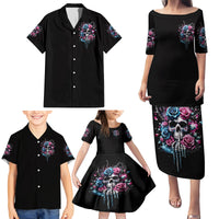 Rose Skull Family Matching Puletasi and Hawaiian Shirt Fresh Out Of Fucks - Wonder Print Shop