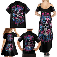 Rose Skull Family Matching Summer Maxi Dress and Hawaiian Shirt Fresh Out Of Fucks - Wonder Print Shop