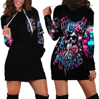 Rose Skull Hoodie Dress Fresh Out Of Fucks - Wonder Print Shop
