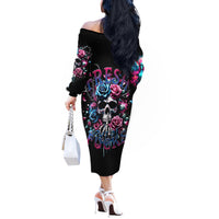 Rose Skull Off The Shoulder Long Sleeve Dress Fresh Out Of Fucks - Wonder Print Shop