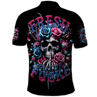 Rose Skull Polo Shirt Fresh Out Of Fucks - Wonder Print Shop