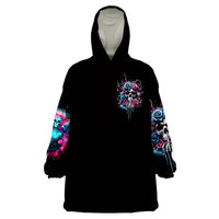 Rose Skull Wearable Blanket Hoodie Fresh Out Of Fucks - Wonder Print Shop
