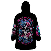 Rose Skull Wearable Blanket Hoodie Fresh Out Of Fucks - Wonder Print Shop