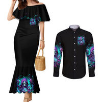 Witch Skull Couples Matching Mermaid Dress and Long Sleeve Button Shirt If I'm Too Quiet And Smiling You Might Want To Run