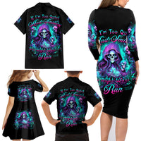 Witch Skull Family Matching Long Sleeve Bodycon Dress and Hawaiian Shirt If I'm Too Quiet And Smiling You Might Want To Run - Wonder Print Shop
