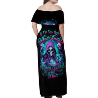 Witch Skull Family Matching Off Shoulder Maxi Dress and Hawaiian Shirt If I'm Too Quiet And Smiling You Might Want To Run - Wonder Print Shop