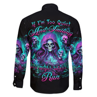 Witch Skull Family Matching Off Shoulder Short Dress and Hawaiian Shirt If I'm Too Quiet And Smiling You Might Want To Run - Wonder Print Shop