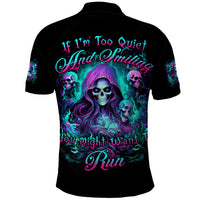 Witch Skull Polo Shirt If I'm Too Quiet And Smiling You Might Want To Run - Wonder Print Shop