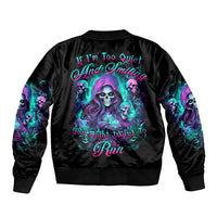 Witch Skull Sleeve Zip Bomber Jacket If I'm Too Quiet And Smiling You Might Want To Run - Wonder Print Shop